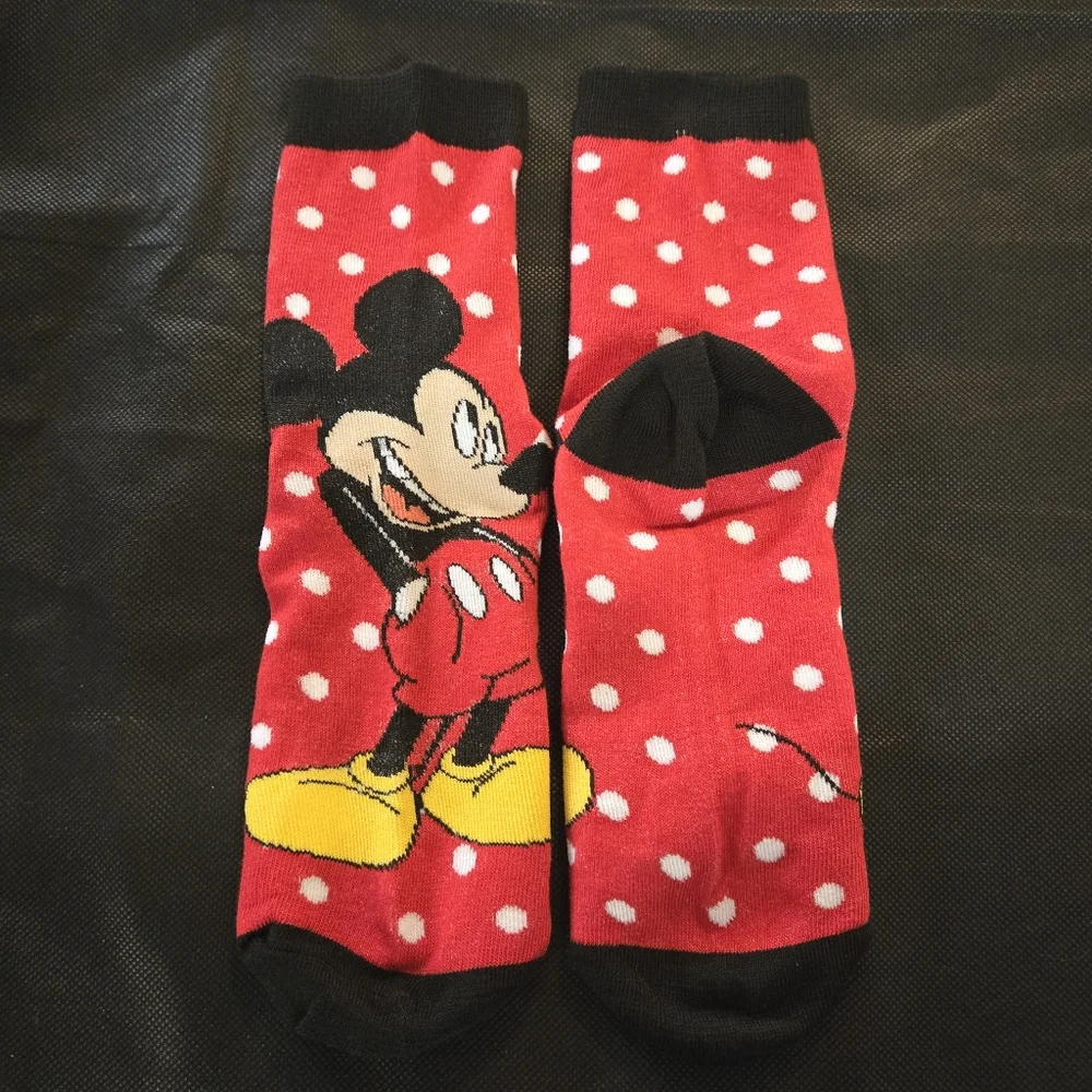 🍒🍒 Red White Polka Dot Mickey Mouse Crew Socks